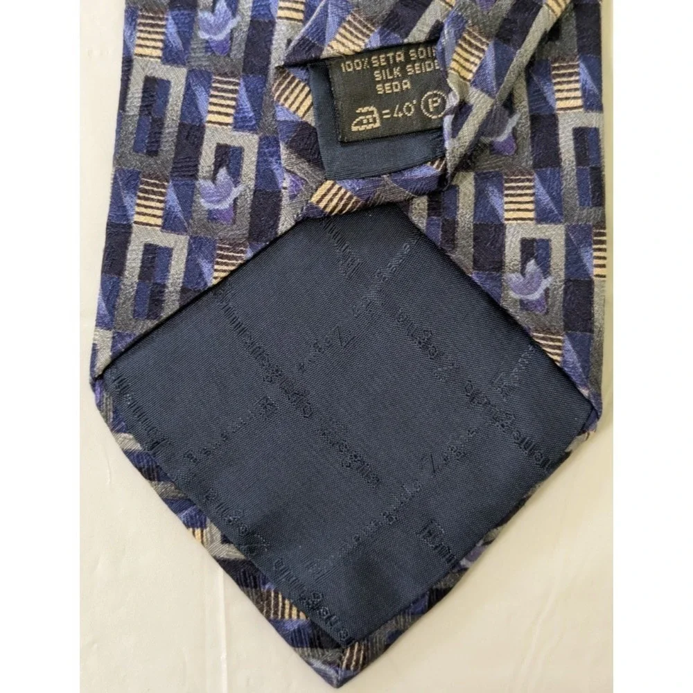 Ermenegildo Zegna Luxury Silk Blue Tie Made Italy Staircase Architecture 57x4